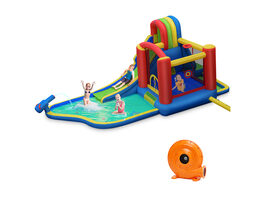 Costway Inflatable Kid Bounce House Slide Climbing Splash Pool Jumping Castle - As Picture Shows