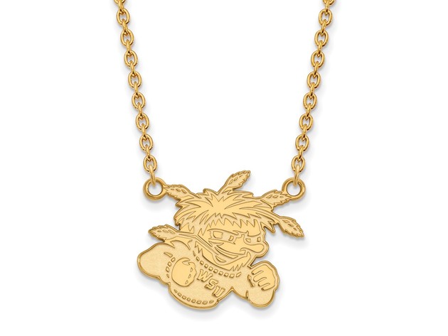 14k Yellow Gold Wichita State Large Shocker Pendant Necklace