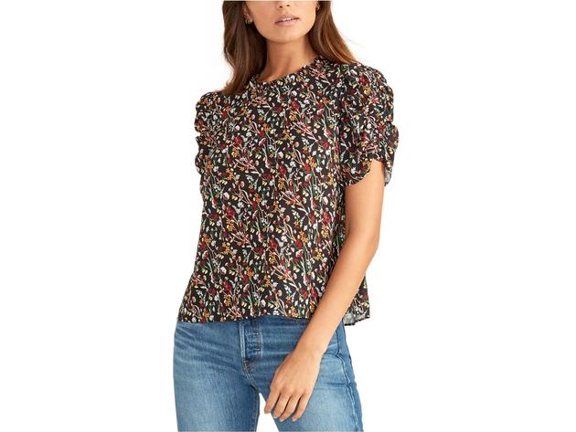 Rachel Rachel Roy Women's Hanna Ruched-Sleeve Top Black Size X-Small