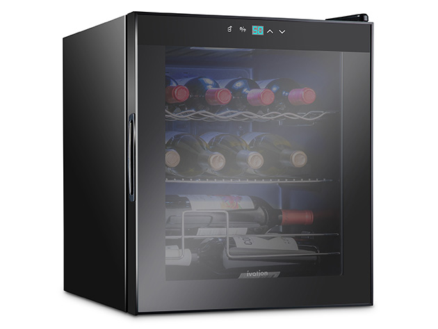 12-Bottle Compressor Freestanding Wine Cooler Refrigerator - Black