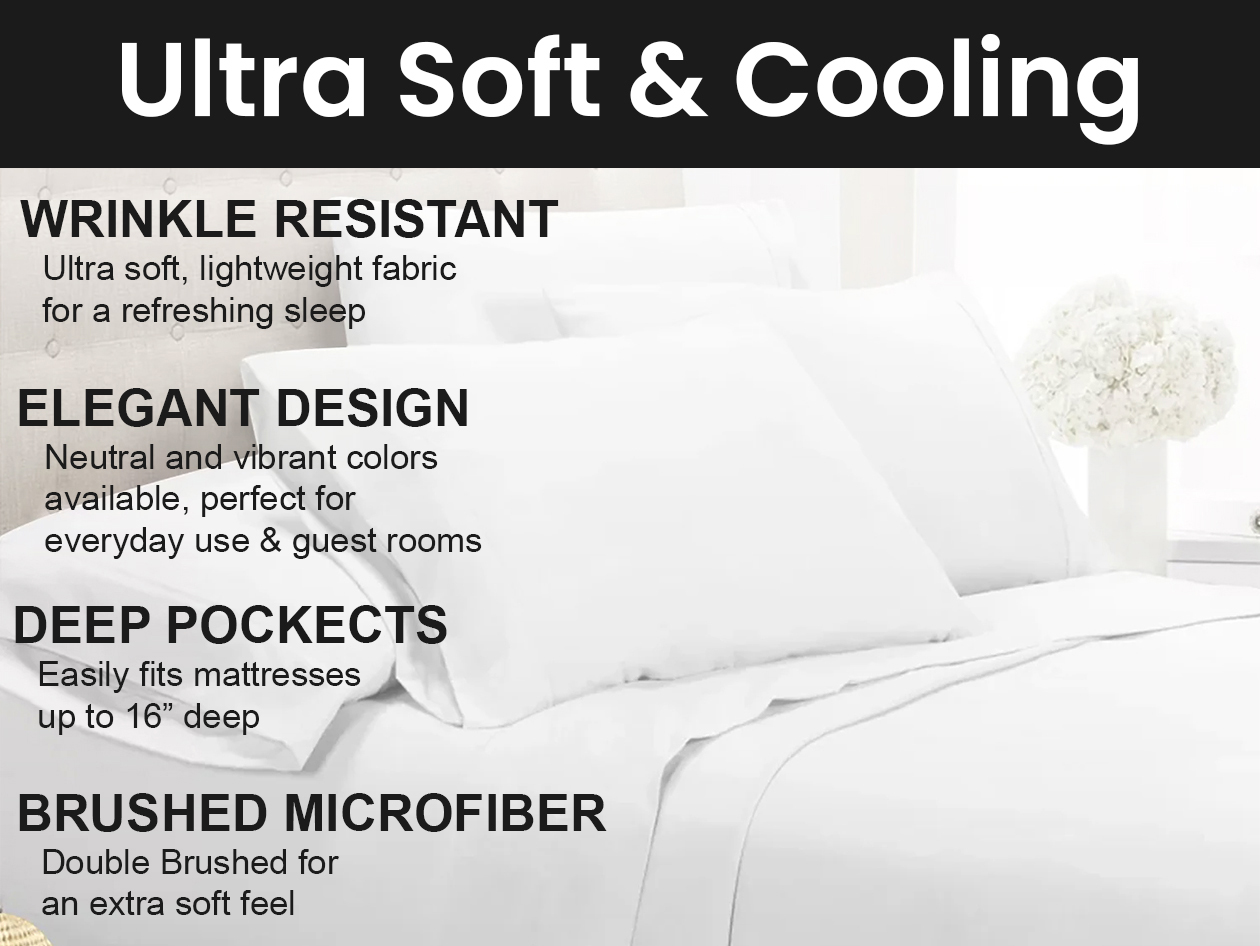 Super-Soft 1800 Series Bamboo Blend 6-Piece Sheet Set (White/Queen)