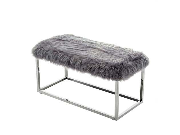 Monet Lux Fur Bench Grey