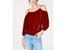 INC International Concepts Women's Cold-Shoulder Chain-Detail Top Red Size XX-Large