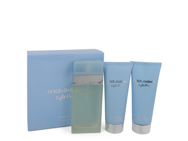 Light Blue by Dolce & Gabbana Gift Set -- 3.3 oz Eau De Toilette Spray + 3.3 oz Body Cream + 3.3 oz Shower Gel