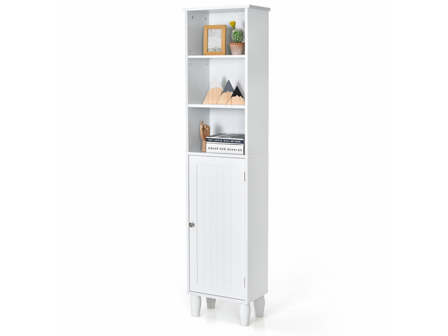 Costway Bathroom Storage Cabinet Tower Bath Cabinet Storage Shelving Display Cabinet - White