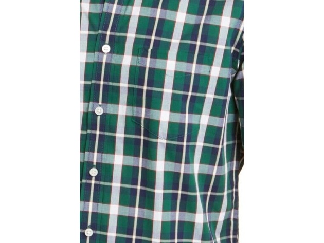 Club Room Men's Plaid Short-Sleeve Shirt Green Size Medium