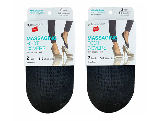 4-Pairs Hanes Massaging Foot Covers with Silicone Heel (Size 5-9)