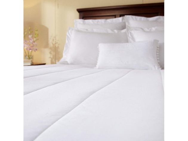 Sunbeam Soft Quilted Electric Heated Mattress Pad Queen White Washable Auto Shut Off 10 Heat Settings - White