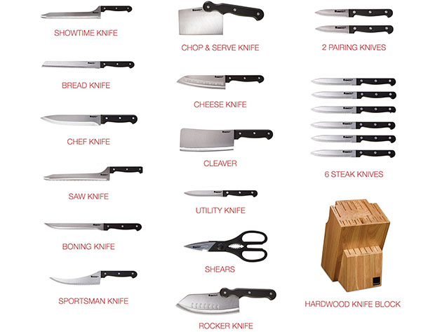 Ronco 20-Piece Knife Set with Hardwood Block