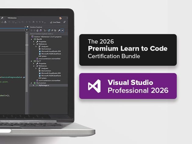 Microsoft Visual Studio Professional 2026 + The Premium Learn to Code Certification Bundle for $49 — GLOBAL — Aslikannih