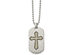 Mens Dog Tag Cross Pendant Necklace in Stainless Steel with Chain