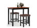 Costway 3 Piece Pub Table Set Counter Height Kitchen Breakfast Bar Dining Table w/Stools