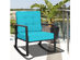 Costway Patio Rattan Rocker Chair Outdoor Glider Rocking Chair Cushion Lawn Turquoise