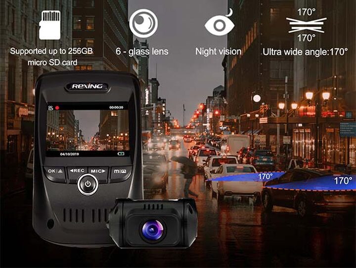 Rexing - V1P Plus 4K UHD Front and Rear Dash Cam with Wi-Fi - BLACK.