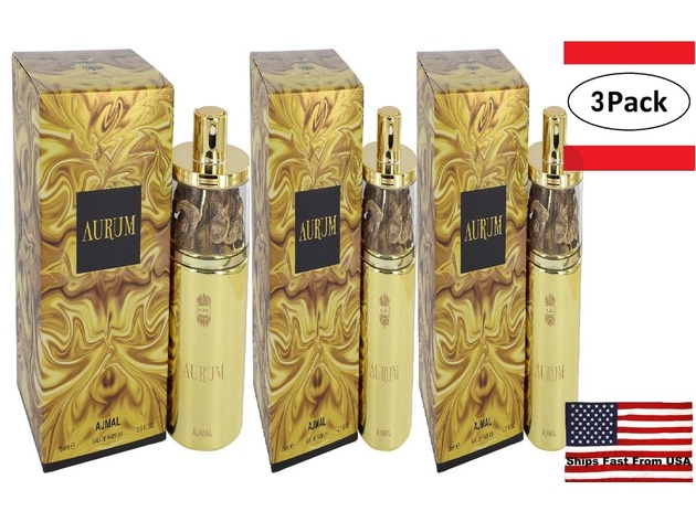 3 Pack Ajmal Aurum by Ajmal Eau De Parfum Spray 2.5 oz for Women