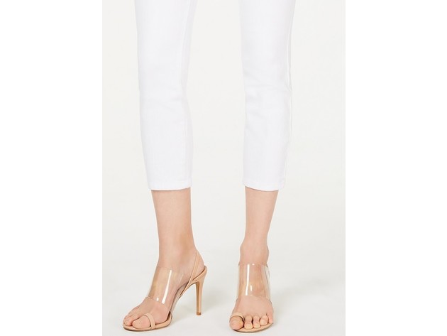INC International Concepts.Women's Curvy-Fit Cropped Straight-Leg Jeans White Size 10