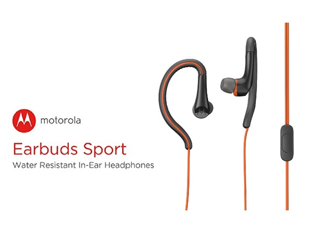 Motorola Earbuds Sport In-Ear Wired Headphones Water Resistant - Orange