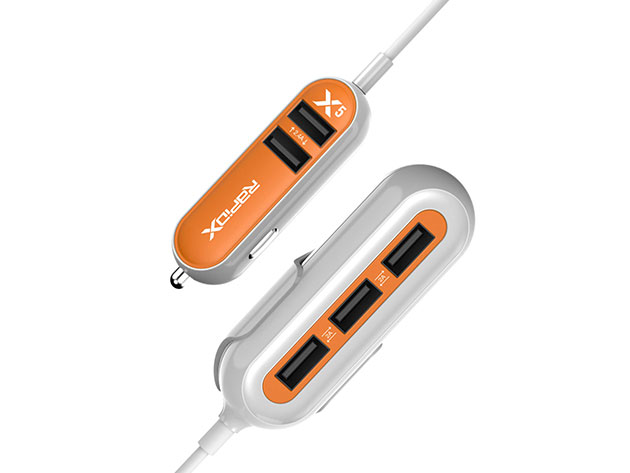RapidX X5 5-Port Car Charging Hub (Orange)
