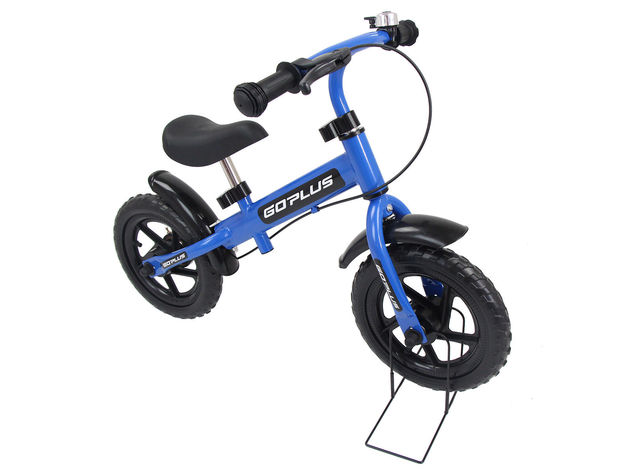 Goplus 12'' Blue Kids Balance Bike Children Boys & Girls with Brakes and Bell Exercise - Blue + Black