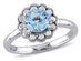 Solitaire Halo Blue Topaz Ring 1 1/4 Carat (ctw) in 10K White Gold - 9