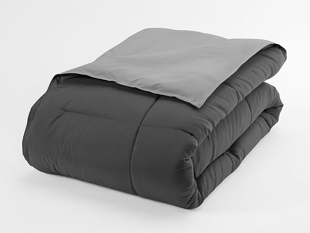 Down Alternative Reversible Comforter Set (Gray & Light Gray)