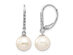 14K White Gold Freshwater Cultured Pearl (8-9mm) Dangle Leverback Earrings