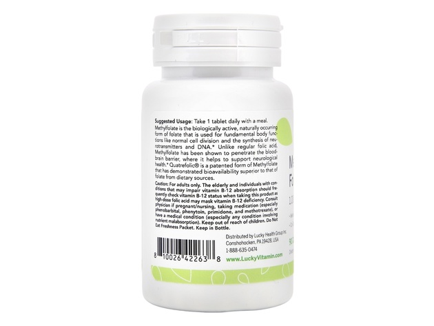 LuckyVitamin - Methylfolate 1000 mcg. - 90 Tablets