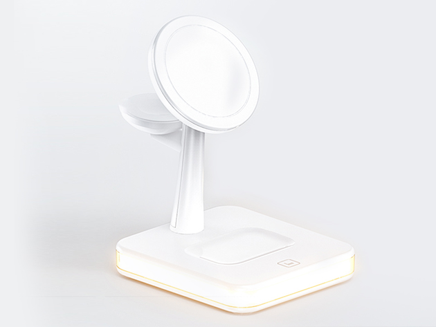 6-in-1 Magstand Mini Magnetic Charge Station + Bedside Lamp (White)