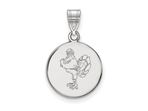 14k White Gold Virginia Tech Medium Mascot Logo Disc Pendant