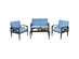 Costway 4 Piece Patio Furniture Set Aluminum Frame Cushioned Sofa Chair Coffee Table Blue