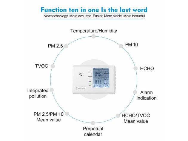 Yvelines Humidity Professional Multifunctional Air Quality Monitor with Rechargeable Battery