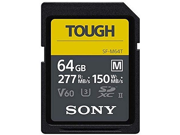 Sony TOUGH-M Series SDXC UHS-II Card, 64G B, V60, CL10, U3, Max R277MB/S -Black