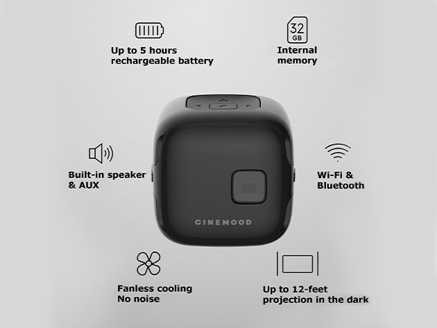 CINEMOOD 360 Bundle: First Interactive Projector with 360 Motion Capability Plus Free Cover