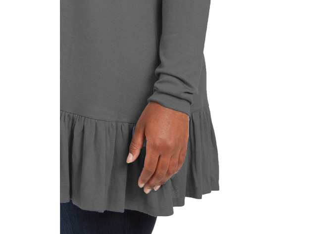 Belldini Women's Belle by Plus Size Ruffle-Hem Long Cardigan Gray Size 3 Extra Large