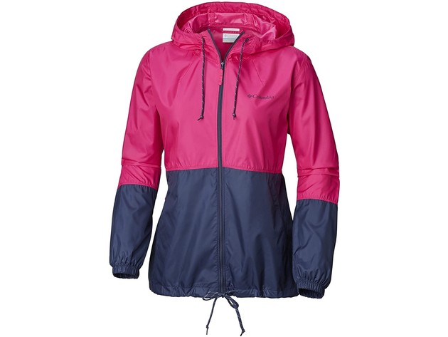 Columbia Women's Flash Forward Windbreaker, Water & Stain Resistant Haute Pink/ Nocturnal Size 1X