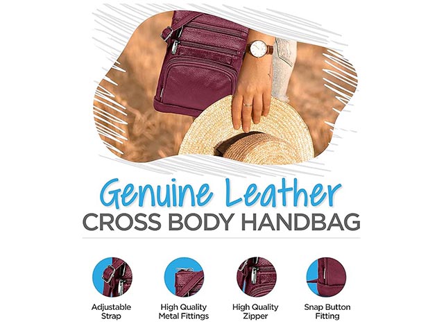 Krediz Leather Crossbody Bag for Women (X-Large/Burgundy)