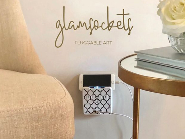 GlamSocket Decorative Multi-Outlet & Dual USB Port Surge Protector + Phone Holder (Marrakesh)