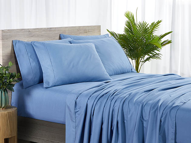 Bamboo 2000 Count 6-Piece Sheet Set with SnugGrip (Blue//Twin XL)