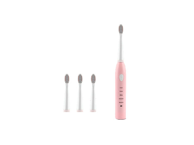 Ultrasonic Electric Toothbrush with 3 Heads (Pink)