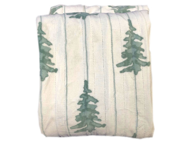 Sunbeam Microplush Comfy Toes Electric Heated Throw Blanket Foot Pocket Holiday Trees Washable Auto Shut Off 3 Heat Settings - Holiday Trees