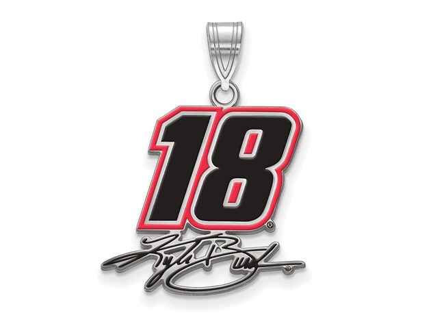 Sterling Silver Nascar Driver #18 Large Epoxy Pendant