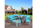 Costway 7 Piece Patio Rattan Dining Set Sectional Sofa Couch Ottoman Garden - Turquoise
