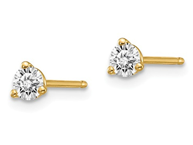1/4 Carat (ctw VS2-Si1, D-E-F) Lab Grown Diamond Solitaire Stud Earrings in 14K Yellow Gold