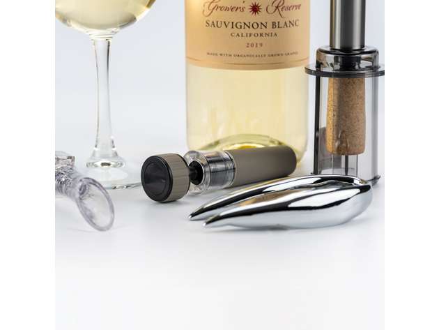 Cork Genius Wine Opener Set (4-Piece) with Wine Accessories - Rose Gold
