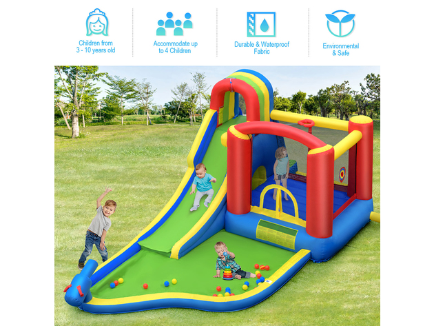 Costway Inflatable Kid Bounce House Slide Climbing Splash Pool Jumping Castle