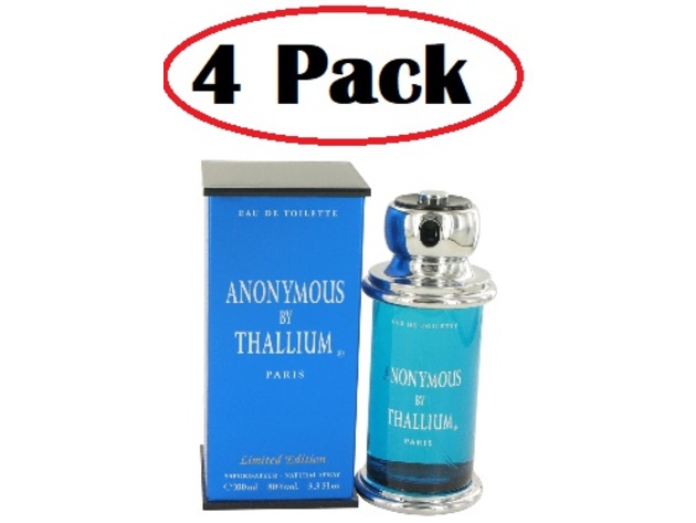 4 Pack of Thallium Anonymous by Yves De Sistelle Eau De Toilette Spray 3.3 oz