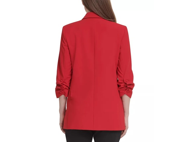 DKNY Women's Ruched-Sleeve Blazer Red Size 2