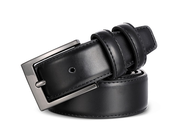 marino's men genuine leather dress belt with single prong buckle Dual Loop Classic (32