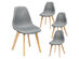 Costway Set of 4 Modern Dining Accent Side Chairs Wood Legs Home Furniture Gray - Gray