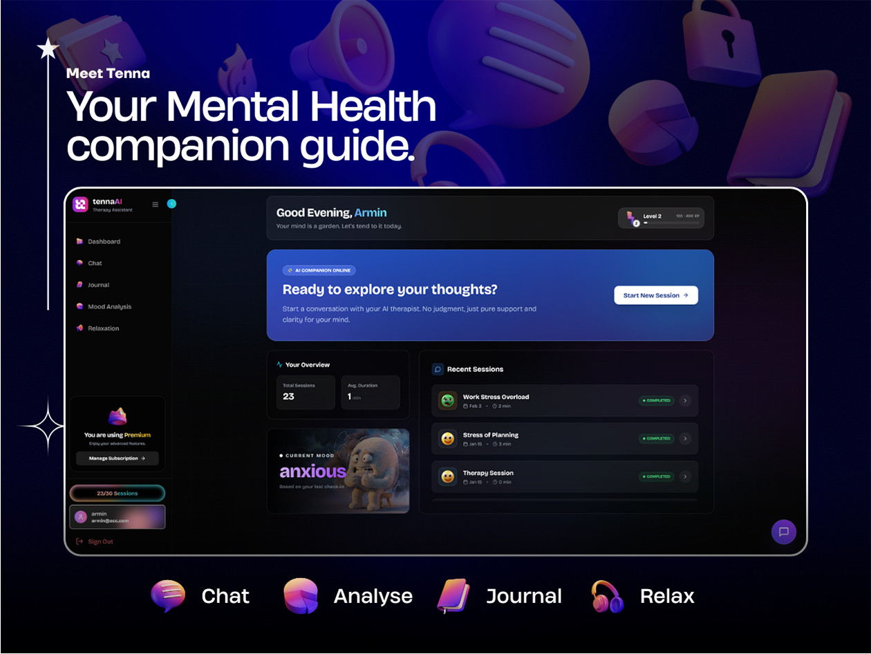 Tenna AI - Mental Health Companion: Lifetime Subscription (Ultra Plan)
